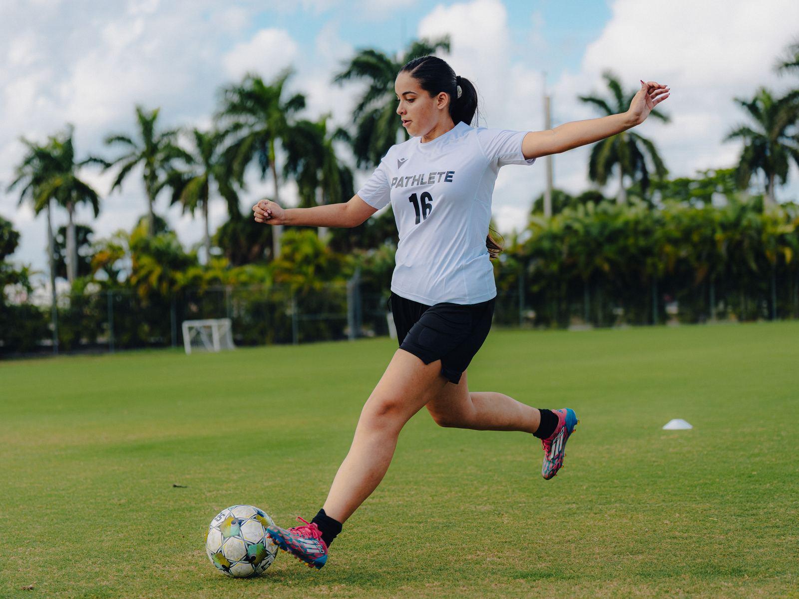 Athlete striking the ball at a Pathlete Combine